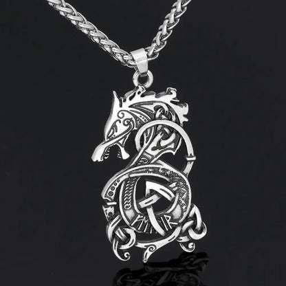 Nordic Celtic Dragon Pendant Necklace for Men and Women