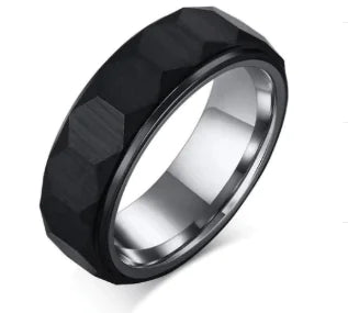Stylish 7mm Black Tungsten Hexagon Men's Ring