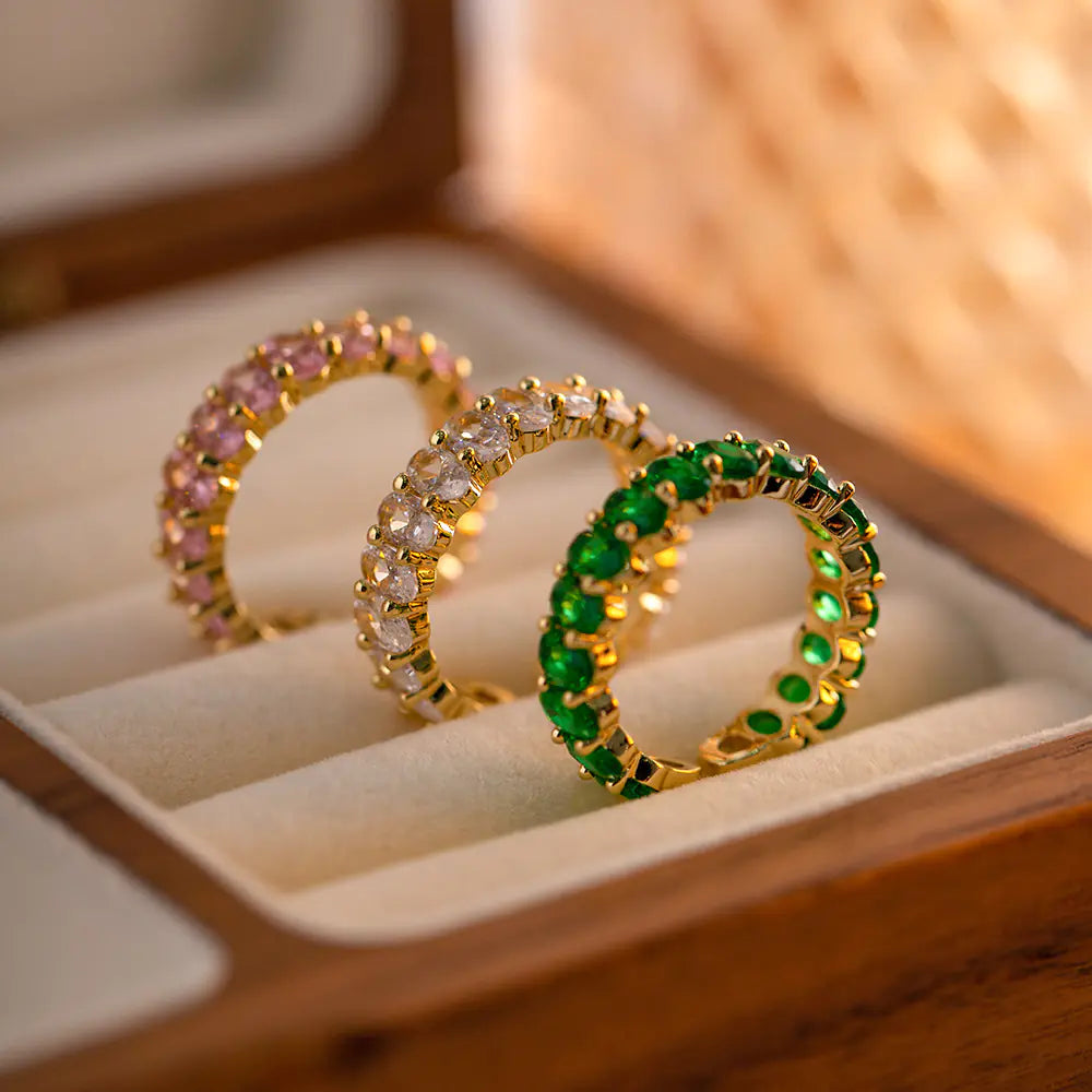 Colorful Copper CZ Oval Rings