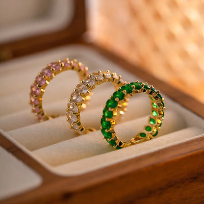 Colorful Copper CZ Oval Rings