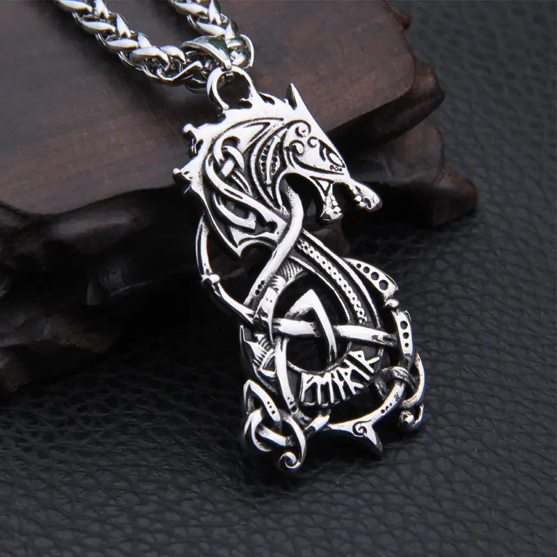Nordic Celtic Dragon Pendant Necklace for Men and Women
