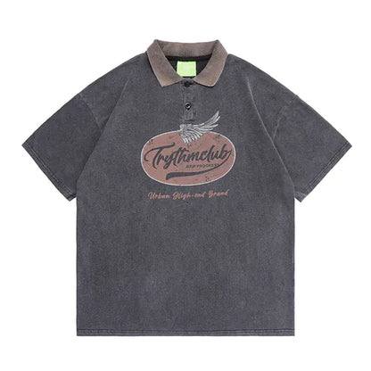Vintage Washed Cotton Polo Shirts for Men - Summer Tees