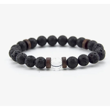 Volcanic Rock Wooden Beads Stone Bracelet