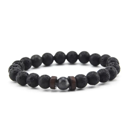 Volcanic Rock Wooden Beads Stone Bracelet