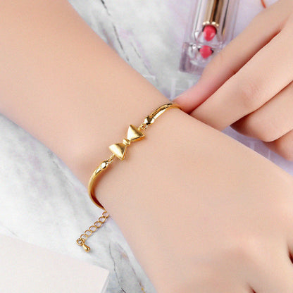 Bracelet with Bow - Gold Bangle and Wristband