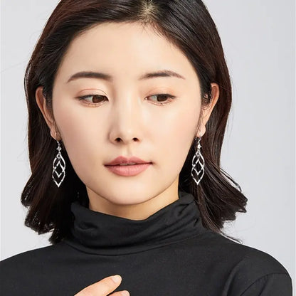 925 Long Drop Earrings for Round and Square Faces