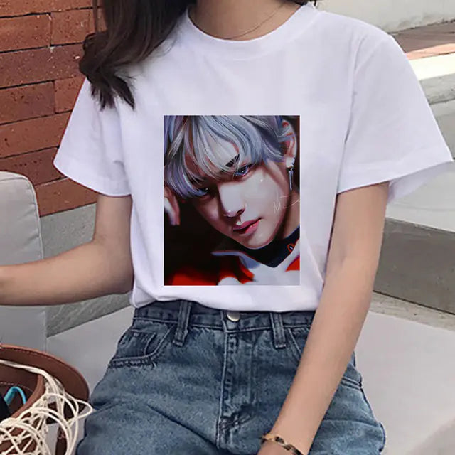 2020 Summer Women's T-Shirt with Boy Print Design