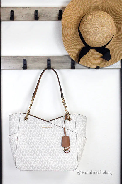 Michael Kors Jet Set Vanilla Signature X Cross Chain Tote