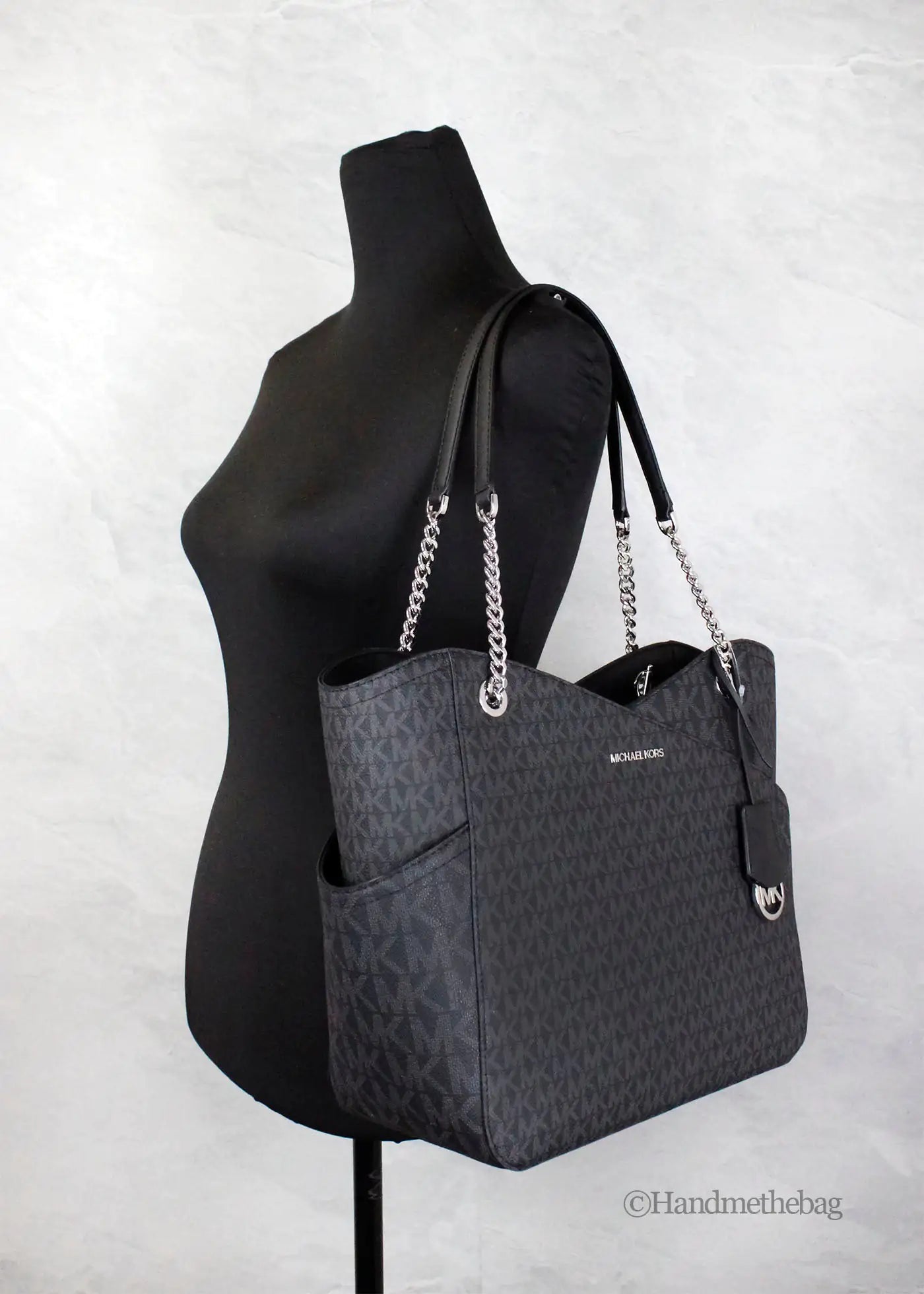 Michael Kors Jet Set Black Signature X Cross Chain Tote
