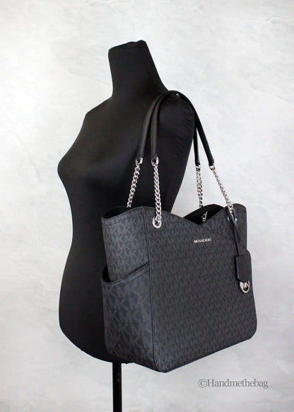 Michael Kors Jet Set Black Signature X Cross Chain Tote