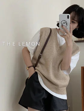 Men's V-neck Thin Knitted Vest Sweater