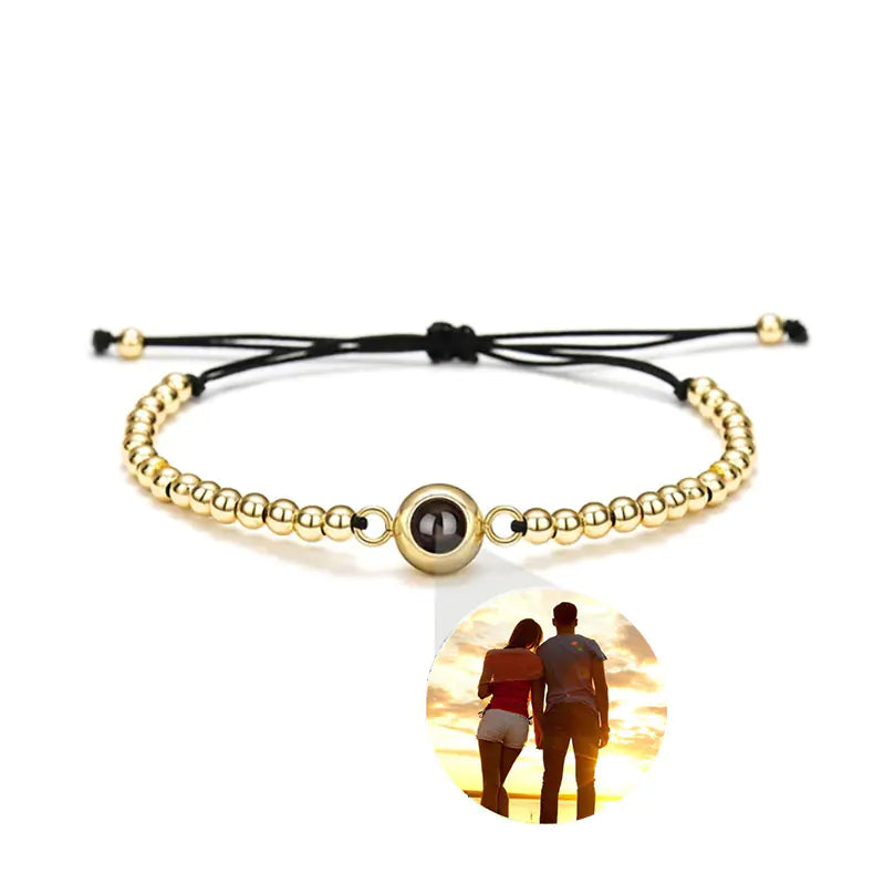 Couple Bracelet with Circular Projection in 100 Languages