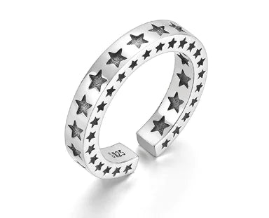 Chiba 925 Thai Silver Vintage Star Totem Ring for Couples