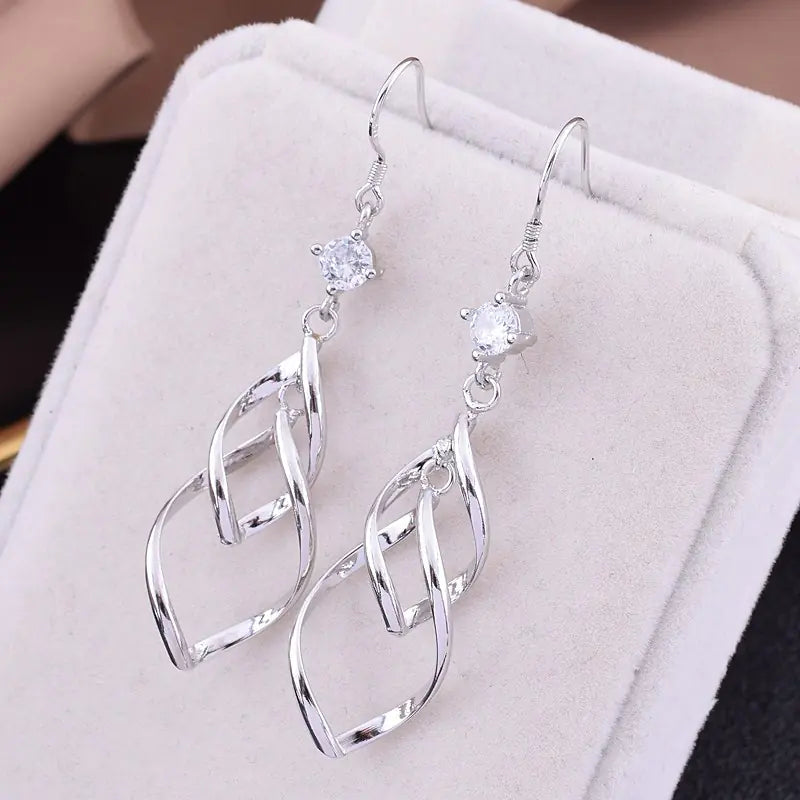 925 Long Drop Earrings for Round and Square Faces