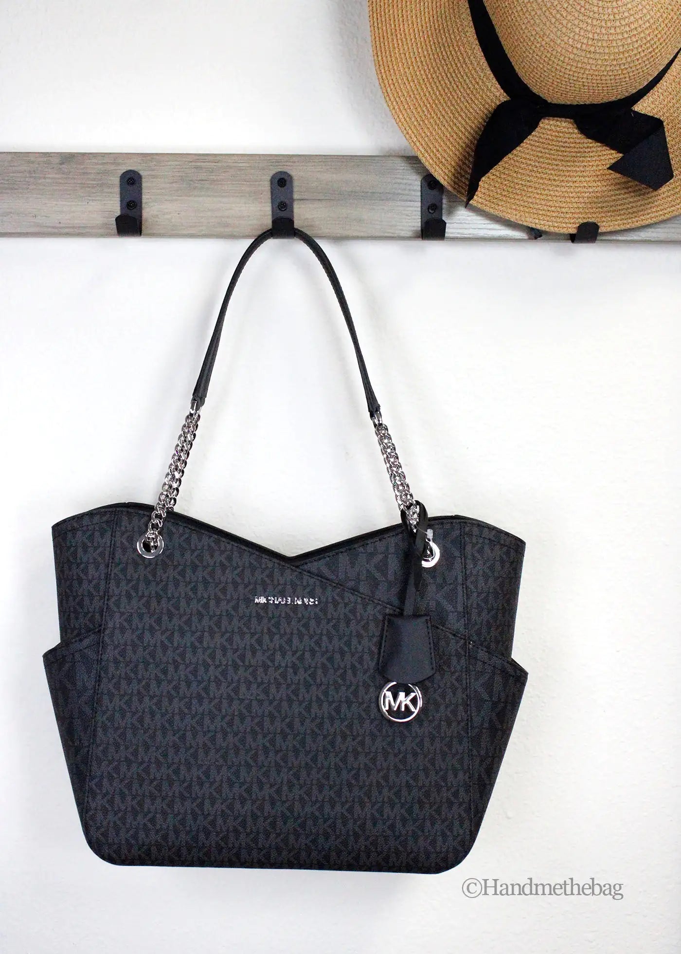 Michael Kors Jet Set Black Signature X Cross Chain Tote