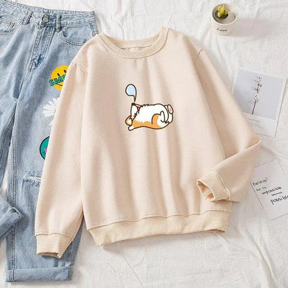 Loose Printed Round Neck Sweater for Men and Women