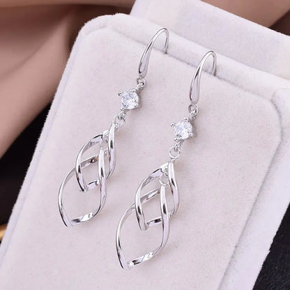 925 Long Drop Earrings for Round and Square Faces