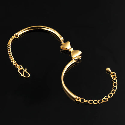 Bracelet with Bow - Gold Bangle and Wristband