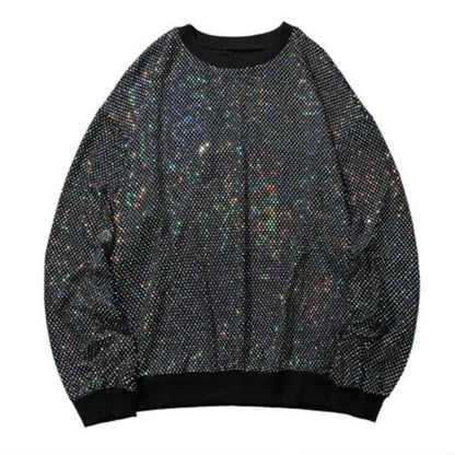 Korean Long Sleeve Sequined T-Shirts for Men