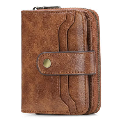 GAEKEAO Small Wallet for Women Leather RFID Blocking Bifold Zipper Pocket Credit Card Holder Card Case Wallets with ID Window