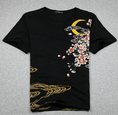Embroidered T-Shirt with Koi Fish Design