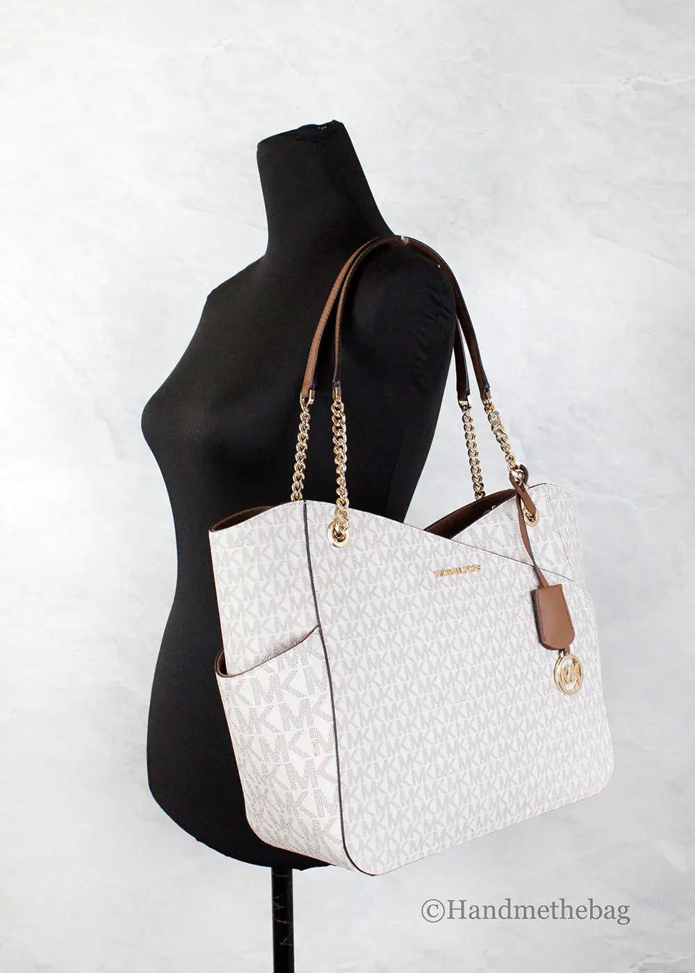 Michael Kors Jet Set Vanilla Signature X Cross Chain Tote