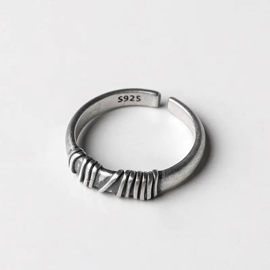 Vintage Thai Silver 925 Adjustable Winding Ring