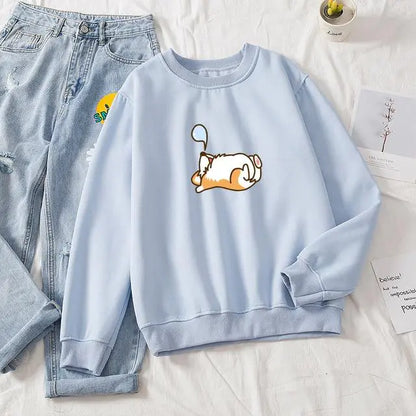 Loose Printed Round Neck Sweater for Men and Women